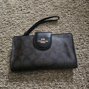 Coach Signature Black and Brown Tech Wallet